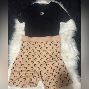 Marine Serre Black and Tan Crescent Bike Shorts